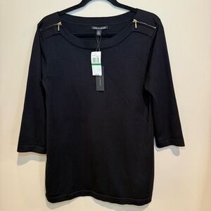 💚Cable & Gauge Black Women's Sleek Elegant Casual Top NWT size Large